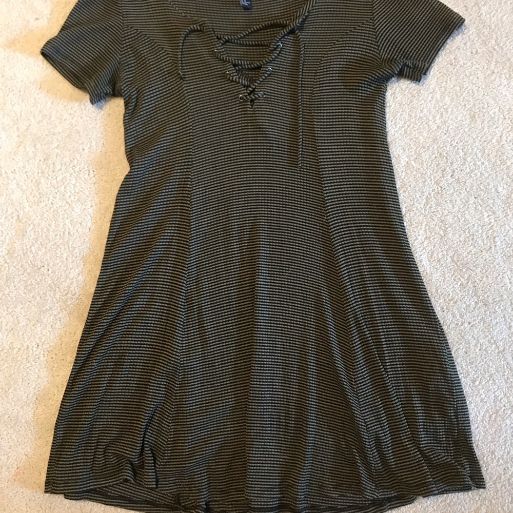 Black And Green Stripped Sun Dress